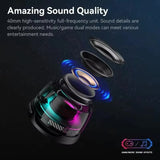 NNEDSZ Blue Portable Mini Bluetooth Speaker with Magnetic Base, High-Quality Bass and Surround Sound, Colorful Ambient Lighting, USB Rechargeable, 6-Hour Battery Life
