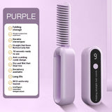 NNEDSZ Purple Portable foldable cordless hair straightener with ionic technology, compact travel design, and quick and easy USB charging