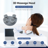 NNEDSZ White Mini Electric Head Massager - Portable 3D Massage Device, Waterproof, Multifunctional Relaxation & Pet Care, Rechargeable, 6 Techniques & 3 Modes, Compact Design