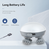 NNEDSZ White Mini Electric Head Massager - Portable 3D Massage Device, Waterproof, Multifunctional Relaxation & Pet Care, Rechargeable, 6 Techniques & 3 Modes, Compact Design