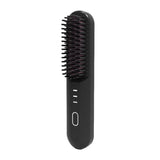 NNEDSZ Black Wireless Hair Straightening Brush - Portable 2-in-1 Styling Tool with USB Charging, Ceramic Heat Technology, and Compact Design