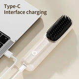 NNEDSZ Black Wireless Hair Straightening Brush - Portable 2-in-1 Styling Tool with USB Charging, Ceramic Heat Technology, and Compact Design