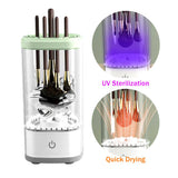 NNEDSZ White Electric Makeup Brush Cleaner and Dryer – USB Automatic Household Cleaning Device with UV Sterilization and Fast Drying Function