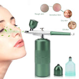 NNEDSZ Green Portable Oxygen Infusion Nano Spray Facial Beauty Instrument - High Pressure Needle-Free Skin Care Mist Sprayer