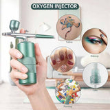 NNEDSZ Green Portable Oxygen Infusion Nano Spray Facial Beauty Instrument - High Pressure Needle-Free Skin Care Mist Sprayer