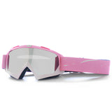 NNEDSZ Progressive Pink + Silver Lenses Outdoor Protective Motorcycle Goggles - Windproof, Dustproof, Skiing, and Cycling Eyewear - Lightweight Anti-Fog Design for Men and Women
