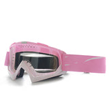 NNEDSZ Progressive Pink + Transparent Lenses Outdoor Protective Motorcycle Goggles - Windproof, Dustproof, Skiing, and Cycling Eyewear - Lightweight Anti-Fog Design for Men and Women