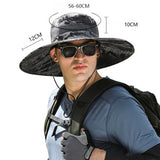 NNEDSZ Black Solar-Powered Cooling Wide Brim Hat - USB Rechargeable Dual Fan Fisherman Cap - UPF50+ Sun Protection and Quick-Dry Design for Men and Women
