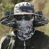 NNEDSZ Black Solar-Powered Cooling Wide Brim Hat - USB Rechargeable Dual Fan Fisherman Cap - UPF50+ Sun Protection and Quick-Dry Design for Men and Women
