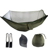 NNEDSZ Dark Green Automatic Pop-Up Mosquito Net Hammock – 200kg Load Capacity, Lightweight Outdoor Camping Gear with Quick Setup and Durable Design