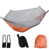 NNEDSZ Orange And Grey Automatic Pop-Up Mosquito Net Hammock - 200kg Load Capacity, Lightweight Outdoor Camping Gear with Quick Setup and Durable Design