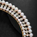 NNEDSZ Gold Elegant Faux Pearl Bridal Headband - Multi-Layer Vintage Princess Tiara for Weddings and Formal Occasions, Lightweight Design