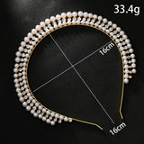 NNEDSZ Gold Elegant Faux Pearl Bridal Headband - Multi-Layer Vintage Princess Tiara for Weddings and Formal Occasions, Lightweight Design