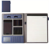 NNEDSZ Blue A4 Leather Multi-Functional Business Document Folder with Card Slots – Contract File Organizer