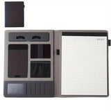 NNEDSZ Black A4 Leather Multi-Functional Business Document Folder with Card Slots - Contract File Organizer