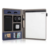 NNEDSZ Black A4 Leather Multi-Functional Business Document Folder with Card Slots - Contract File Organizer