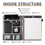 NNEDSZ Black A4 Leather Multi-Functional Business Document Folder with Card Slots - Contract File Organizer