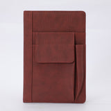 NNEDSZ Reddish Brown A5 Multi-Functional PU Leather Notebook with Pockets - Office Planner and Journal
