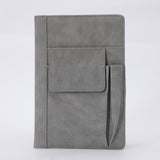 NNEDSZ Grey A5 Multi-Functional PU Leather Notebook with Pockets - Office Planner and Journal