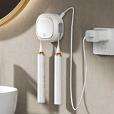 NNEDSZ White Square UV-C Toothbrush Sterilizer Holder with Drying Function - Dual-Slot Wall-Mounted Design, USB Rechargeable, Compact and Portable