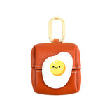 NNEDSZ Fried Egg Pattern Orange Cute Multifunctional Mini Leather Coin Purse with Keychain for Lipstick, Bluetooth Earbuds, and Small Essentials