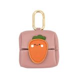 NNEDSZ Carrot Pattern Pink Cute Multifunctional Mini Leather Coin Purse with Keychain for Lipstick, Bluetooth Earbuds, and Small Essentials