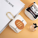 NNEDSZ Bread Pattern White Cute Multifunctional Mini Leather Coin Purse with Keychain for Lipstick, Bluetooth Earbuds, and Small Essentials