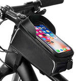 NNEDSZ Waterproof Bicycle Phone Frame Bag with Sun Visor, TPU Touchscreen, and Storage Pockets for Road and Mountain Bikes