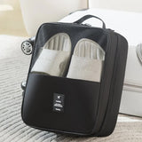 NNEDSZ 2 Pcs Black Waterproof Foldable Travel Shoe Storage Bag, Three-Layer Design Shoe Organizer, Portable Shoe Pouch for Trips
