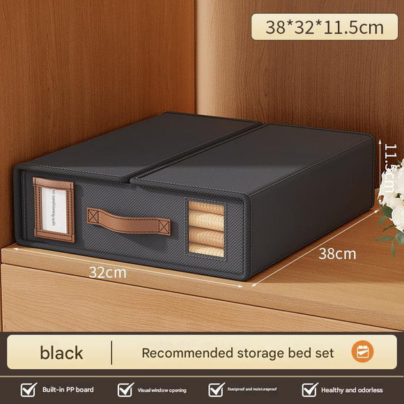 NNEDSZ 2 Pcs Black Non-Woven Fabric Storage Box with Lid - Transparent Window, Moisture-Proo