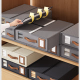 NNEDSZ 2 Pcs Black Non-Woven Fabric Storage Box with Lid - Transparent Window, Moisture-Proo