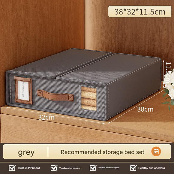 NNEDSZ 2 Pcs Gery Non-Woven Fabric Storage Box with Lid - Transparent Window, Moisture-Proo
