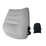 NNEDSZ Grey Portable Press-to-Inflate Travel Lumbar Cushion – Lightweight, Supportive Backrest for Flights, Trains, and Office Use