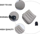 NNEDSZ Grey Portable Press-to-Inflate Travel Lumbar Cushion – Lightweight, Supportive Backrest for Flights, Trains, and Office Use