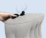 NNEDSZ Grey Portable Press-to-Inflate Travel Lumbar Cushion – Lightweight, Supportive Backrest for Flights, Trains, and Office Use