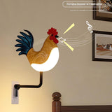 NNEDSZ Grey USB Rechargeable Rooster Wall Lamp with Sound, Aromatherapy, and Decorative Design – Creative Nightlight for Bedroom and Corridor