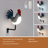 NNEDSZ Silver USB Rechargeable Rooster Wall Lamp with Sound, Aromatherapy, and Decorative Design - Creative Nightlight for Bedroom and Corridor