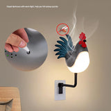 NNEDSZ Red USB Rechargeable Rooster Wall Lamp with Sound, Aromatherapy, and Decorative Design - Creative Nightlight for Bedroom and Corridor