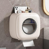 NNEDSZ Light Khaki Wall-Mounted Bathroom Tissue Box - Waterproof Paper Towel Dispenser with Storage Shelf, No-Drill Design(Tissue Box Only)