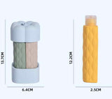 NNEDSZ Pink Combination Travel Silicone Refillable Bottles Set - 4-in-1 Portable Containers for Shampoo and Shower Gel, TPR+PE Material, Compact and Leak-Proof