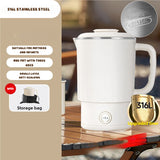 NNEDSZ White Portable Foldable Travel Electric Kettle - 316 Stainless Steel Electric Water Boiler