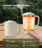 NNEDSZ White Portable Foldable Travel Electric Kettle - 316 Stainless Steel Electric Water Boiler