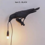 NNEDSZ Black Bird Right Wall Lamp Nordic Resin Bird Wall Lamp - Creative Animal Bedside Decorative USB Night Light, Stylish Bird Perched Lamp for Bedroom and Living Room