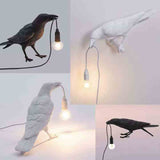NNEDSZ Black Bird Right Wall Lamp Nordic Resin Bird Wall Lamp - Creative Animal Bedside Decorative USB Night Light, Stylish Bird Perched Lamp for Bedroom and Living Room