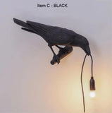 NNEDSZ Black Bird Left Wall Lamp Nordic Resin Bird Wall Lamp - Creative Animal Bedside Decorative USB Night Light, Stylish Bird Perched Lamp for Bedroom and Living Room