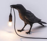 NNEDSZ Black Bird Standing Shape Nordic Resin Bird Wall Lamp - Creative Animal Bedside Decorative USB Night Light, Stylish Bird Perched Lamp for Bedroom and Living Room