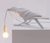 NNEDSZ White Bird Sitting Shape Nordic Resin Bird Wall Lamp - Creative Animal Bedside Decorative USB Night Light, Stylish Bird Perched Lamp for Bedroom and Living Room