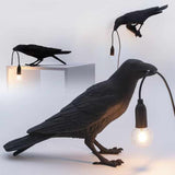 NNEDSZ White Bird Sitting Shape Nordic Resin Bird Wall Lamp - Creative Animal Bedside Decorative USB Night Light, Stylish Bird Perched Lamp for Bedroom and Living Room
