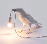 NNEDSZ White Bird Standing Shape Nordic Resin Bird Wall Lamp - Creative Animal Bedside Decorative USB Night Light, Stylish Bird Perched Lamp for Bedroom and Living Room