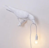 NNEDSZ White Bird Left Wall Lamp Nordic Resin Bird Wall Lamp - Creative Animal Bedside Decorative USB Night Light, Stylish Bird Perched Lamp for Bedroom and Living Room